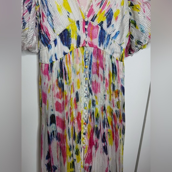 Hemant and Nandita Jorah Long Dress | Tie Dye Midi | Colorful Metallic | XS - Picture 6 of 13